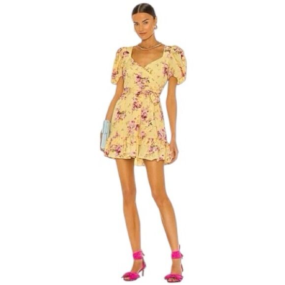 Likely Yellow Floral Mini Quinn Puff Sleeve Dress in Sundance Size 6 NWT - Picture 2 of 16
